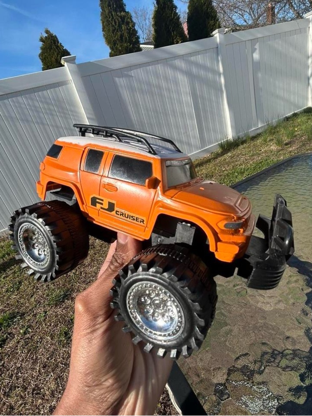 Large Plastic Toyota FJ CRUISER collectible  Toys Car Truck Orange FJ